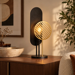Lampe à poser en métal noir et doré H45 cm - Totem