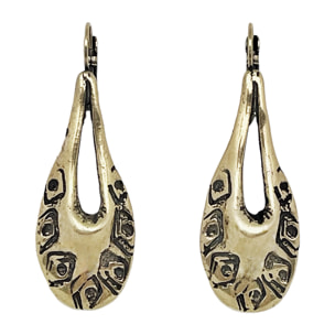 Pendiente ballestilla dormilona lágrima grabados en dorado