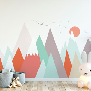 Stickers muraux enfants - Décoration chambre bébé - Autocollant Sticker mural géant enfant montagnes scandinaves MELANIKA