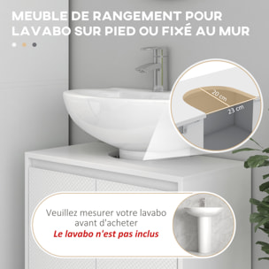 Meuble sous vasque design contemporain 2 portes étagère dim. 60L x 30l x 60H cm blanc