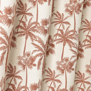 Rideau œillets motif palmier tamisant en tissu texturé - Terracotta