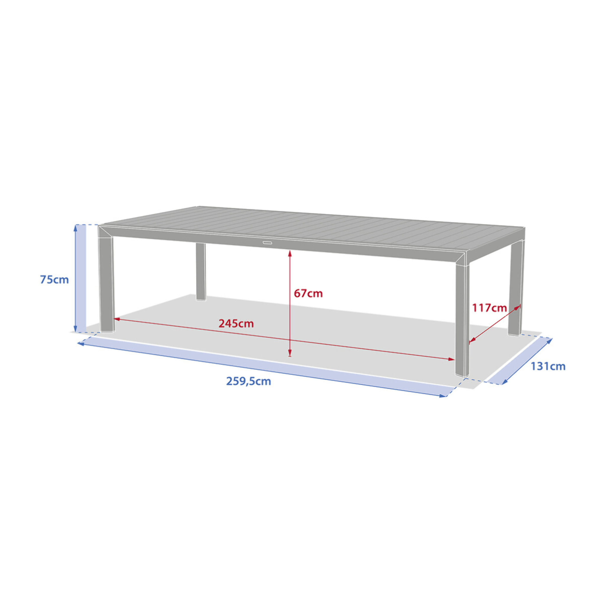 Table de jardin "Évasion" effet bois honey & graphite 12 places lates en aluminium