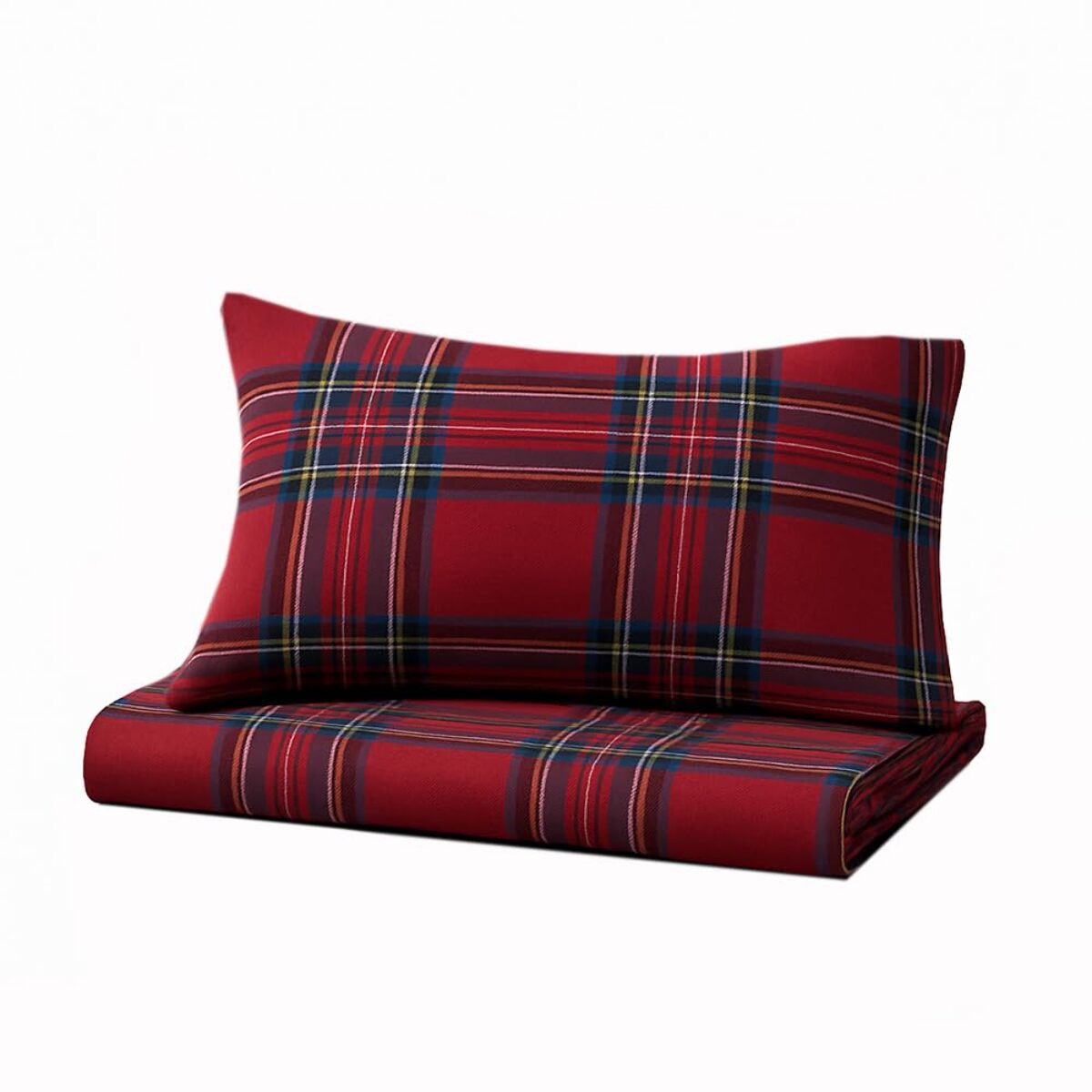 Intrecci - Parure Copripiumino Tartan Scozzese, Set Sacco Piumino e Federe in Puro Cotone, Una Piazza e Mezza