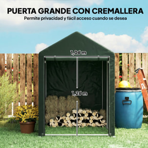 Carpa de Jardín Exterior para Herramientas Bicicletas 1,2x1,8x1,65 m, Cobertizo Exterior con 2 Habitaciones, Puerta Enrollable con Cremallera, Impermeable Anti-UV, Garaje Portátil, Verde