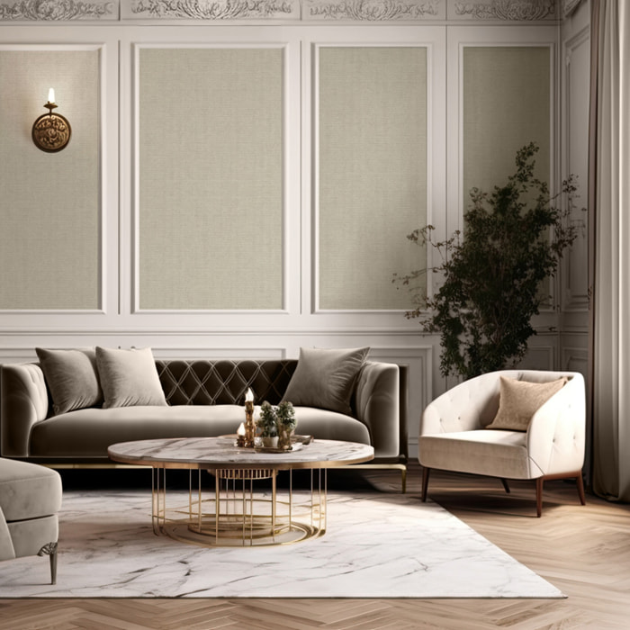 Papier peint uni effet toile jute beige chaud