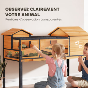 Terrarium design sur pieds - maison pour tortues - niches rampes plateau déjection - acier bois