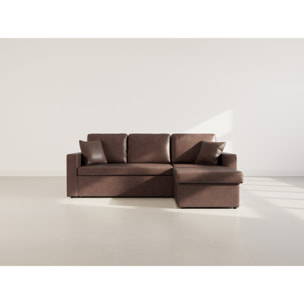 Cyrus - Canapé d'angle réversible 4 places - convertible avec coffre - en simili - Marron
