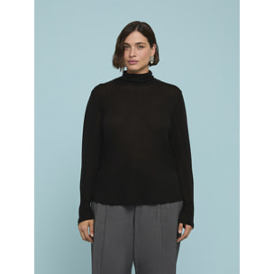 Fiorella Rubino - T-shirt dolcevita in jersey misto lana - Nero