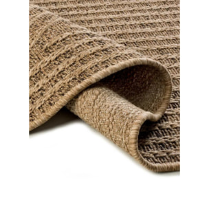 ACRA Alfombra de exterior geométrica efecto yute color natural, varias medidas disponibles.