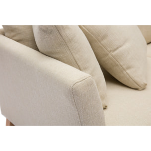 Canapé scandinave déhoussable 2 places en tissu beige et bois clair OSLO