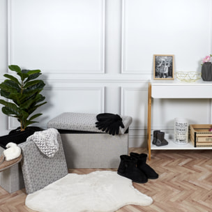 Coffre Banc Pliable Gris Motif Noir