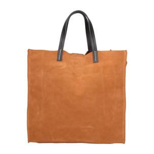 Borsa a mano da donna Made in Italy - Modello Novara Lux - Pelle Scamosciata - 34.5 x 32.0 x 17.0 cm