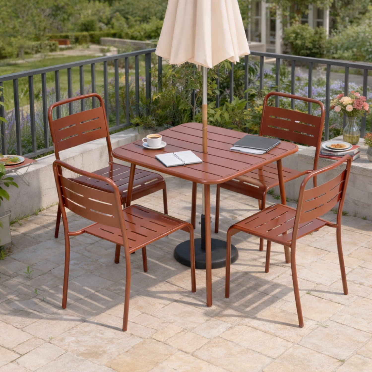 EVORA Table carrée 4 places 70x70cm terracotta