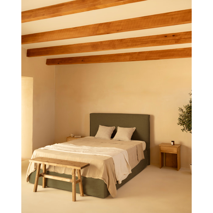 Cama con canapé desenfundable de lino verde para colchón de varias medidas