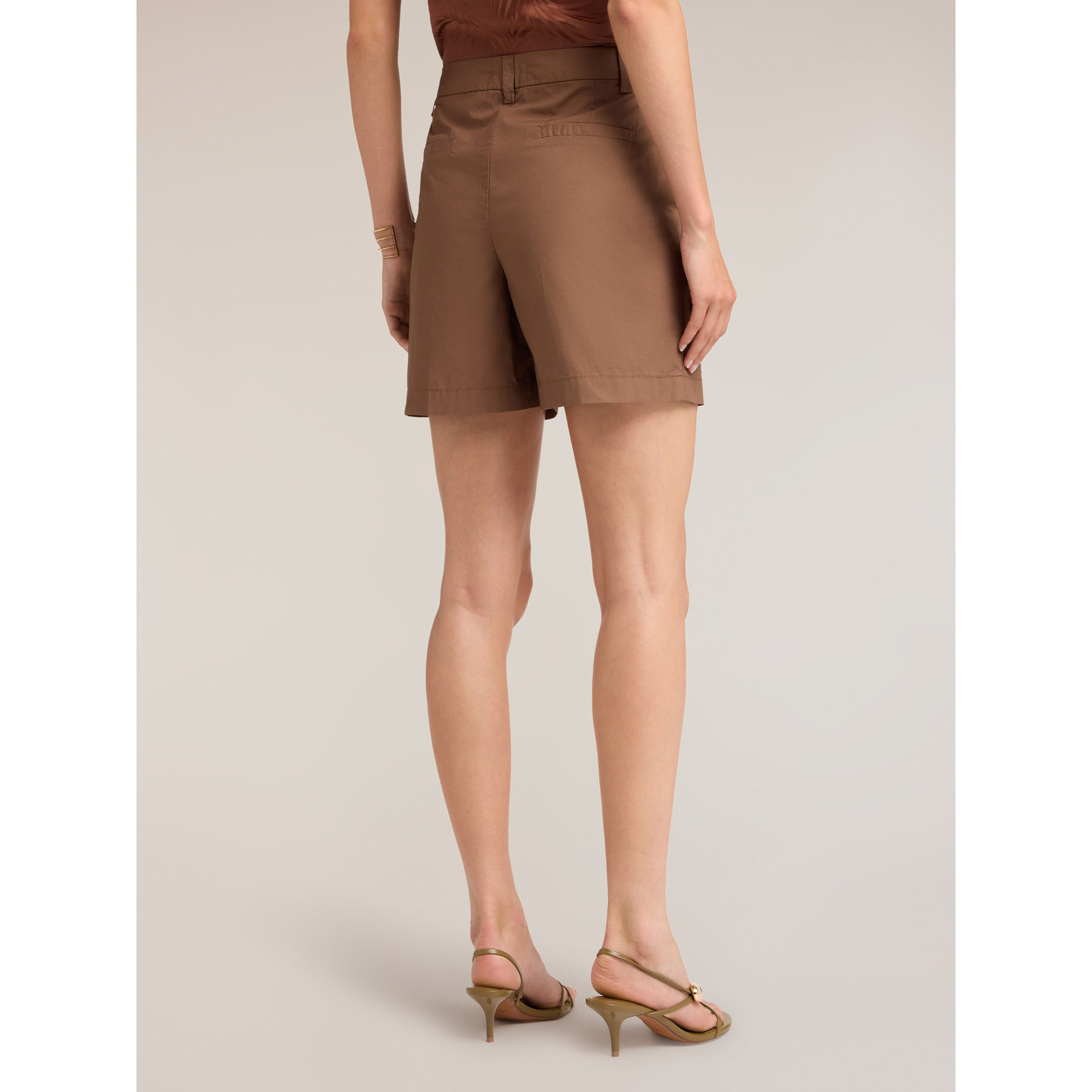 Motivi - Shorts in popeline di cotone - Marrone