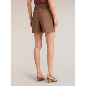 Motivi - Shorts in popeline di cotone - Marrone
