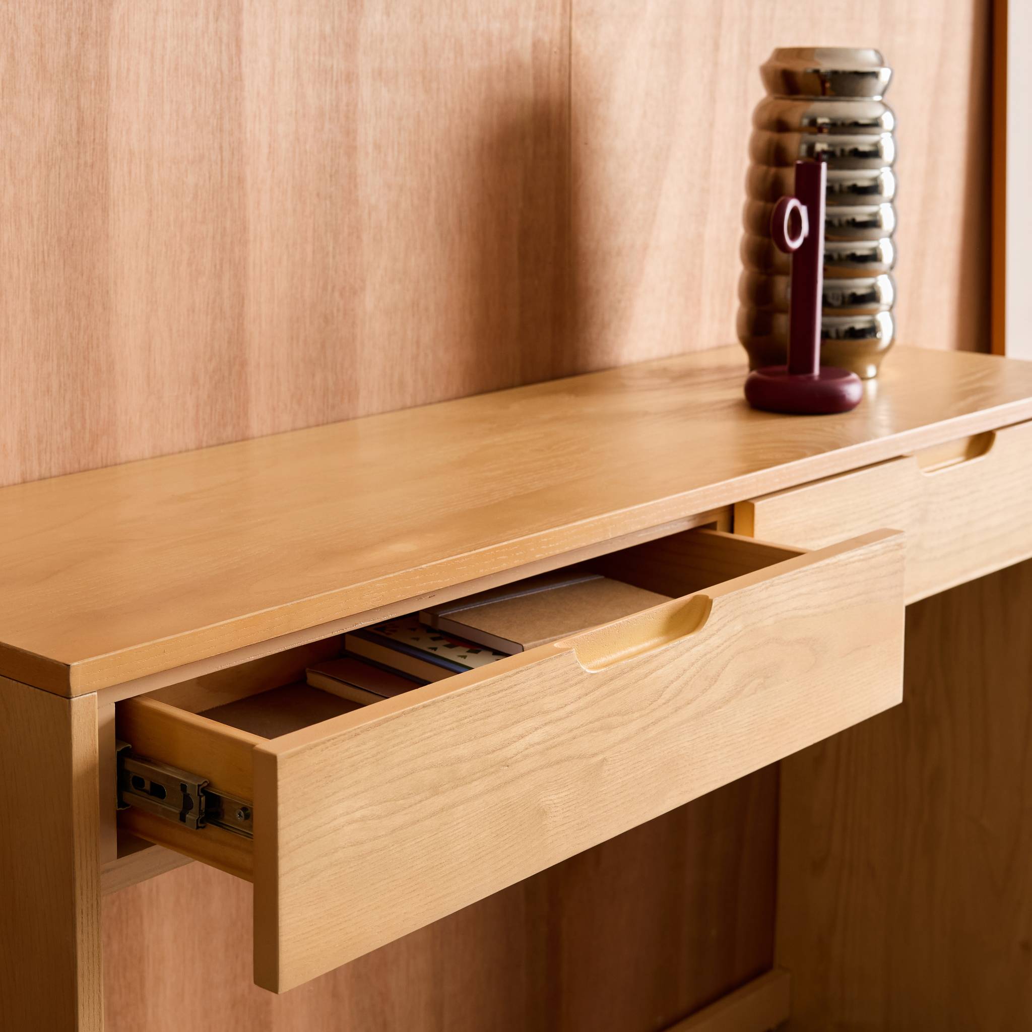 Console décor bois 2 tiroirs 120cm TANIA