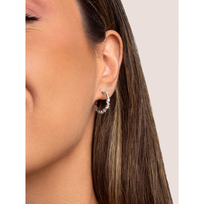 Pendientes Aro Estellar White Plata