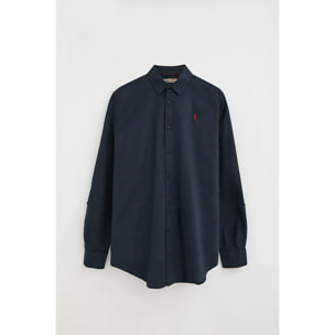 Camisa cotolino azul marino de corte regular con logo Rigby Go