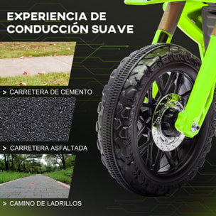 Moto Eléctrica para Niños de +3 Años Moto de Batería 12V para Niños con Ruedas de Entrenamiento Acelerador en Puño y Bocina Carga 30 kg Verde