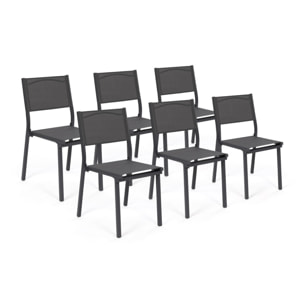 Chaises de jardin empilables en textilène grises - lot de 6