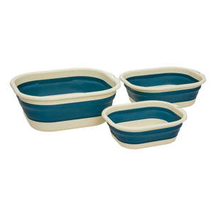 Lot de 3 seaux rétractables 3/5/10L bleu