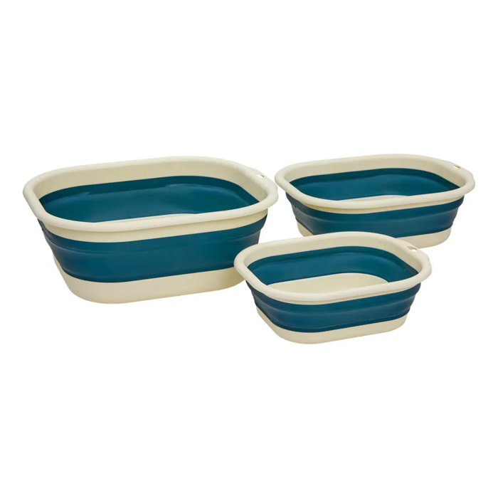 Lot de 3 seaux rétractables 3/5/10L bleu