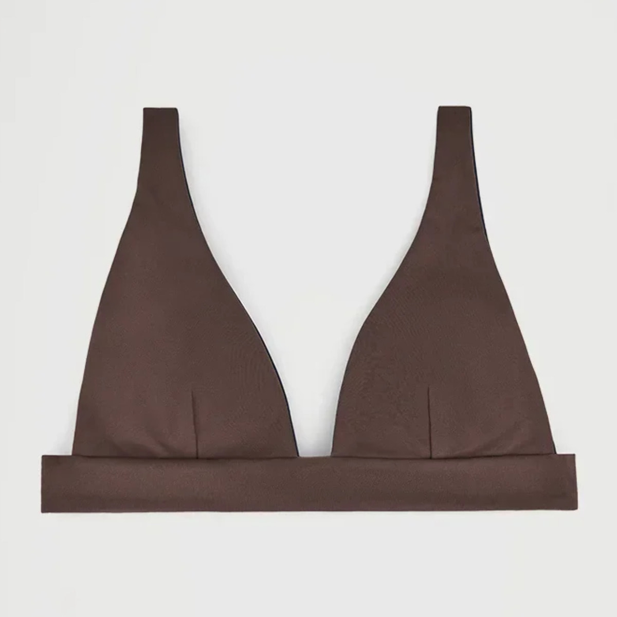 Top de bikini reversible azul marino y marron con logo Polo club