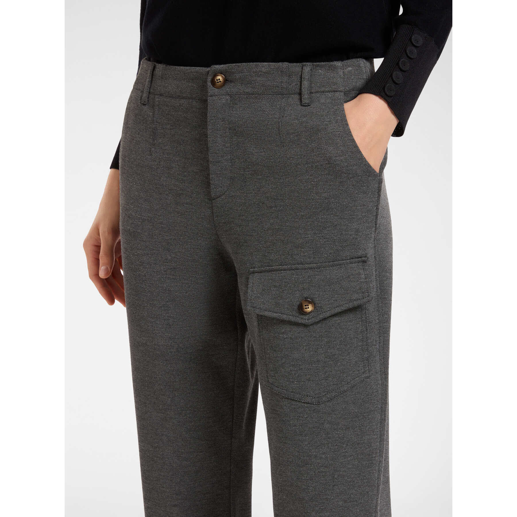 Elena Mirò - Pantaloni con tasca e cinturini al fondo - Grigio