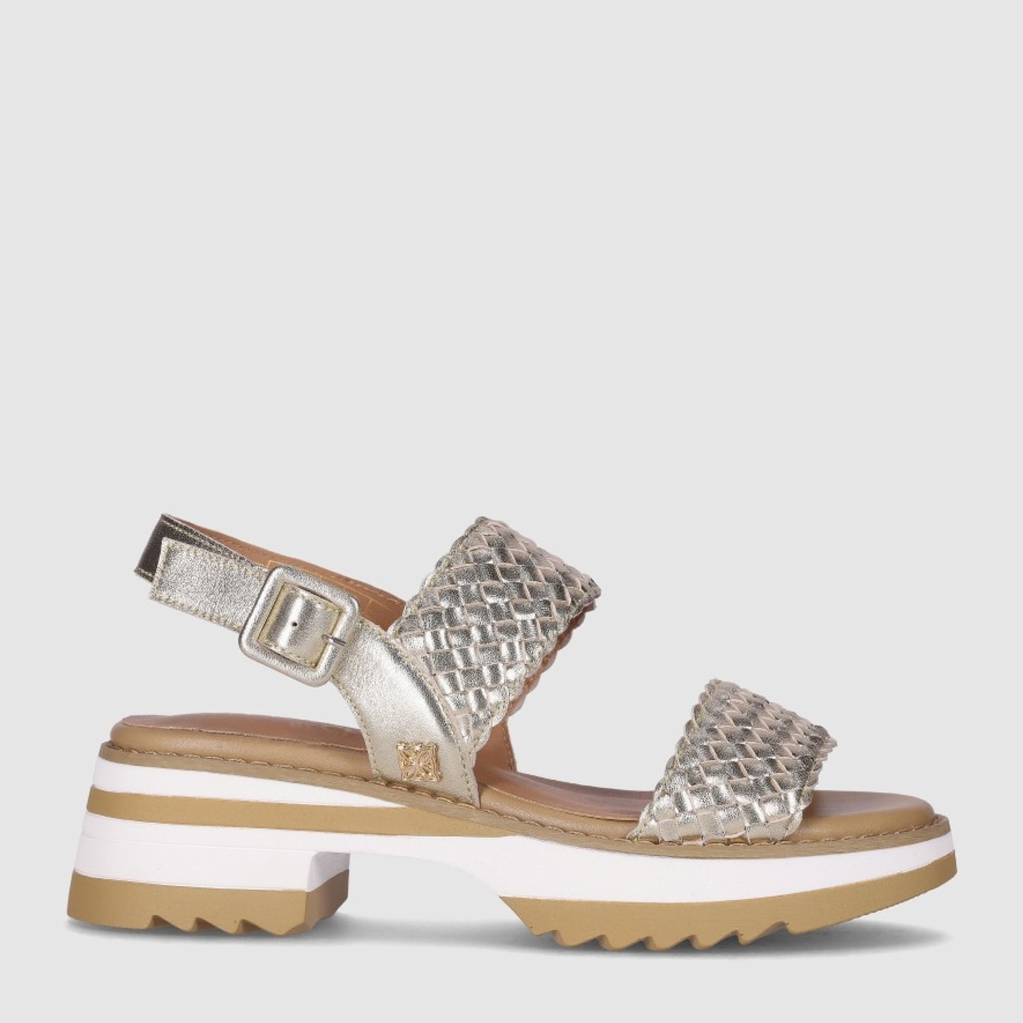 Sandalias de Piel - Platino - Tacón: 4 cm