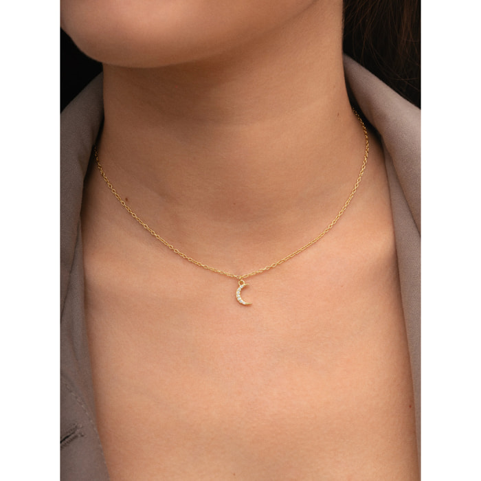 Collar Over the Moon Plata Baño Oro