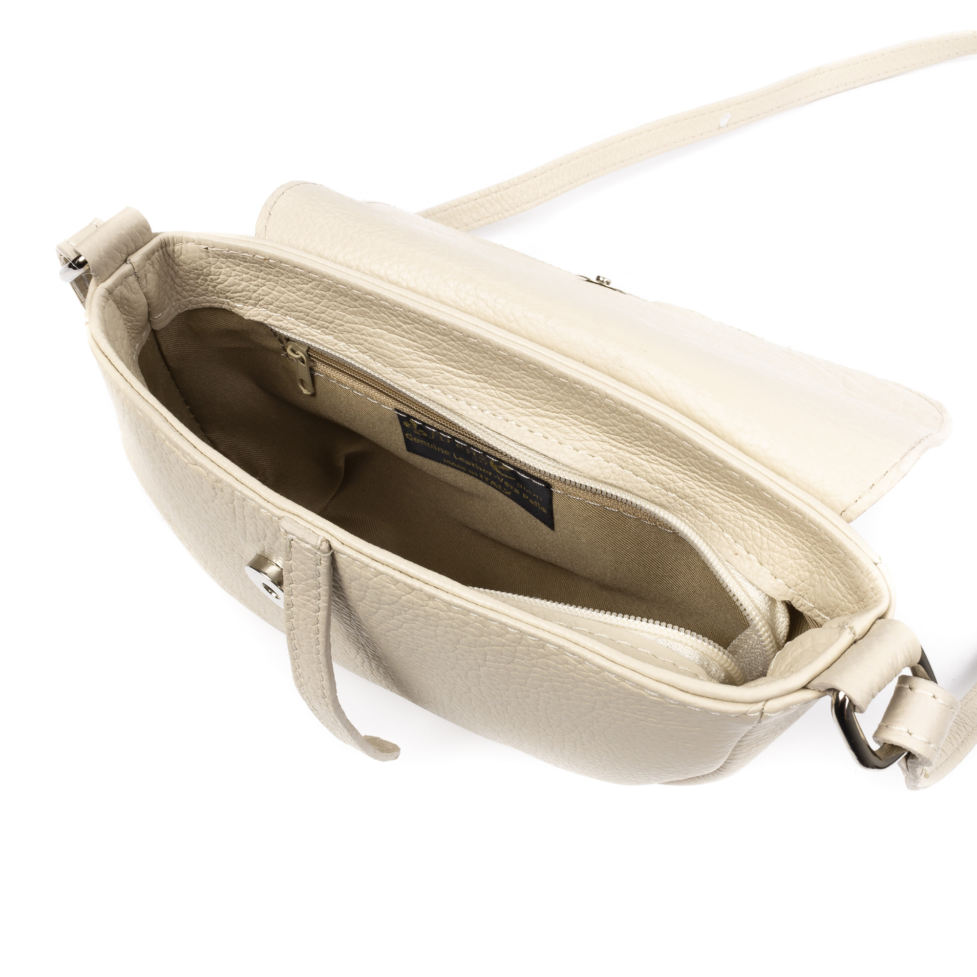 FIRENZE ARTEGIANI Borsa a Spalla da Donna Susanna. Vera Pelle Dollaro Made in Italy 22x7x17 Cm. Beige
