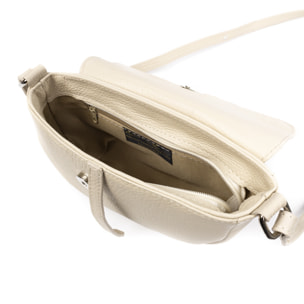 FIRENZE ARTEGIANI Borsa a Spalla da Donna Susanna. Vera Pelle Dollaro Made in Italy 22x7x17 Cm. Beige