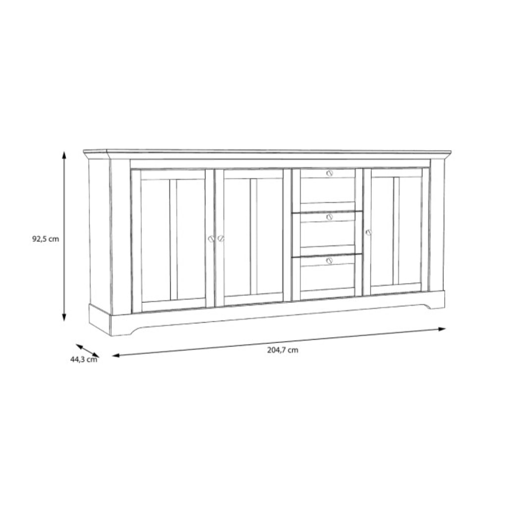 Buffet en bois effet chêne clair blanchi L204cm - ILONA