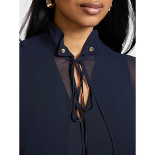 Elena Mirò - Camisa larga en georgette - Azul