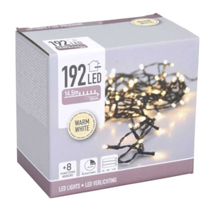 guirnalda con luces led en blanco cálido con controlador de 8 funciones