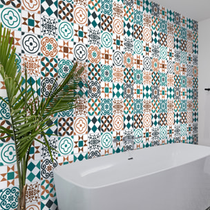 Stickers muraux - Sticker Mural Carrelage adhésif Cuisine Salle de Bain - 60 STICKERS CARREAUX DE CIMENT AZULEJOS VICINDA