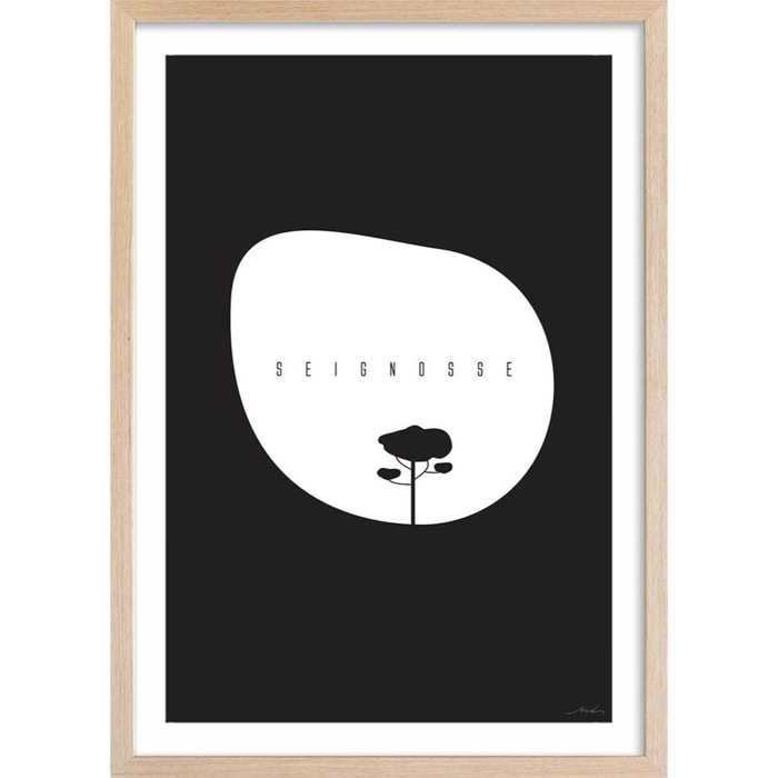 Affiche minimal seignosse Affiche + cadre en bois - Chêne