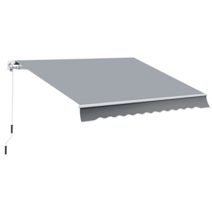 Toldo Manual Retráctil, 4x2,5 cm, Toldo para Balcón con Manivela, Anti-UV, Marco de Aluminio, Toldo Enrollable de Exterior para Jardín, Terraza, Ventanas, Gris