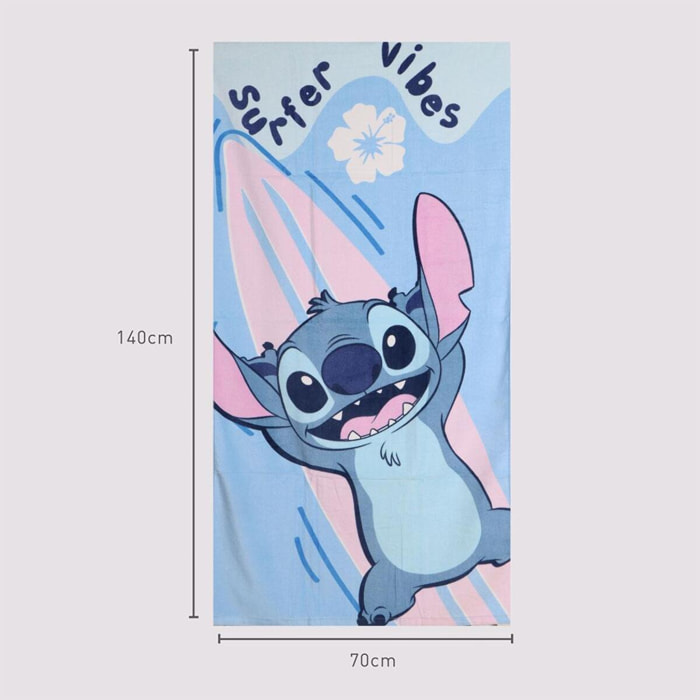 Toalla Microfibra de Stitch - 70x140x1 cm - Color:Multicolor