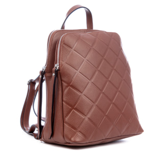 Arquà zaino donna. Pelle autentica Dollaro goffrata geometrica grande.