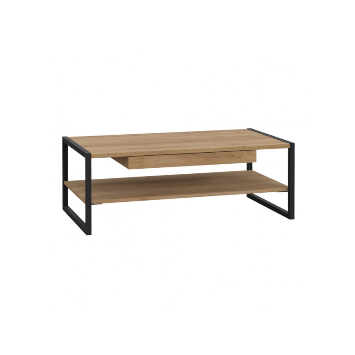 Table basse en bois effet chêne avec étagère - MIAMI