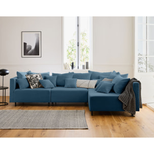 Edinburg - module d'assise sans accoudoirs - en velours côtelé - Bleu