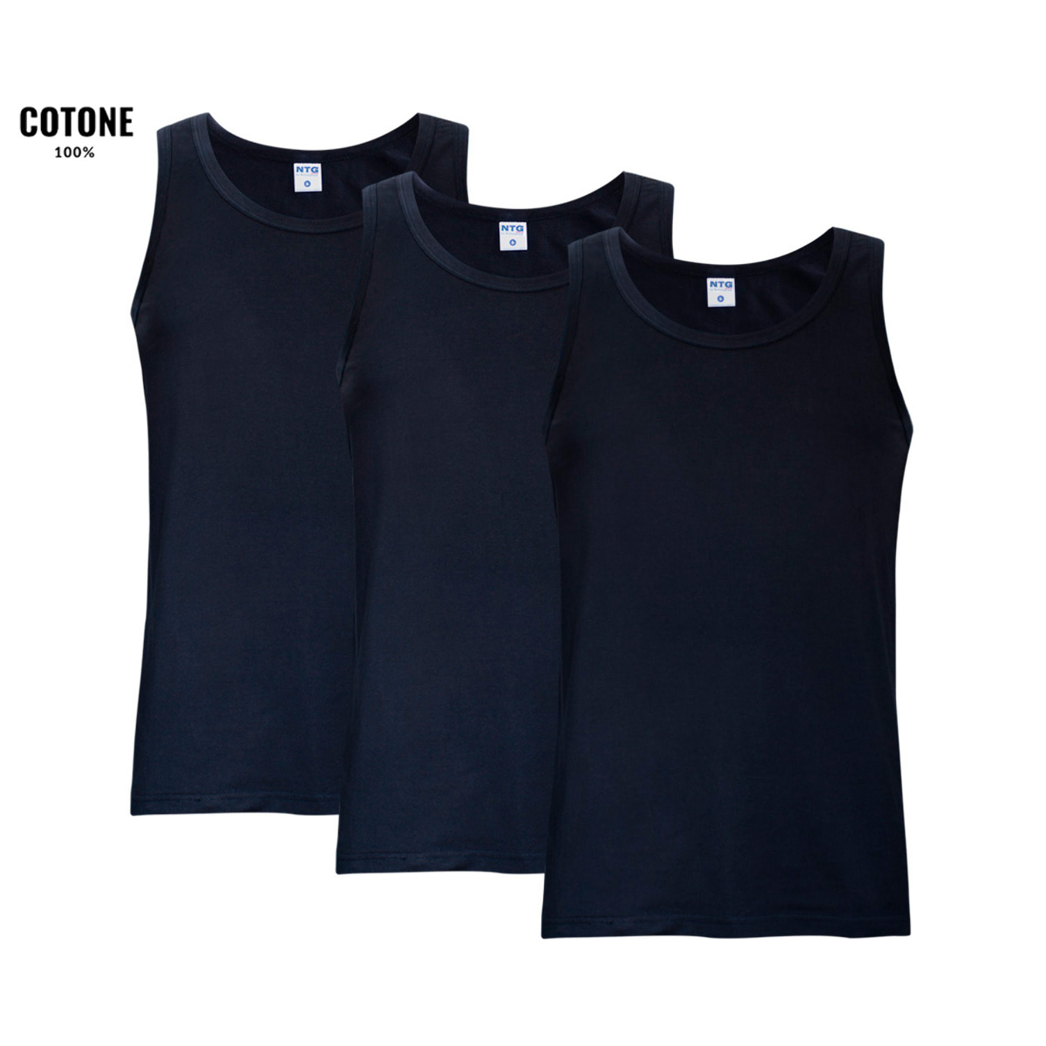 3 Canotte Uomo 100% Cotone NOTTINGHAM Art. VL700