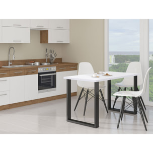 Caronal - table à manger - blanche et pieds noirs - 4 à 8 personnes - Blanc / Noir