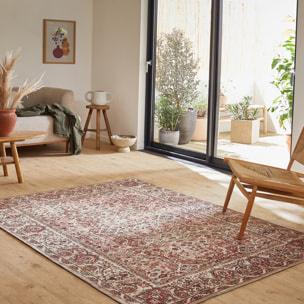 Carry - tapis style vintage lavable en machine à 30°c, rose