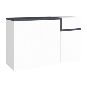 Scarpiera Anist, Mobile multiuso 3 ante e 1 anta a ribalta, Portascarpe da ingresso, 100% Made in Italy, cm 120x40h80, Bianco lucido e Ardesia
