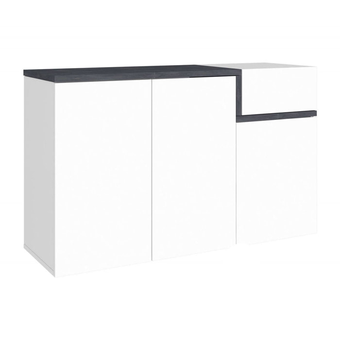 Scarpiera Anist, Mobile multiuso 3 ante e 1 anta a ribalta, Portascarpe da ingresso, 100% Made in Italy, cm 120x40h80, Bianco lucido e Ardesia