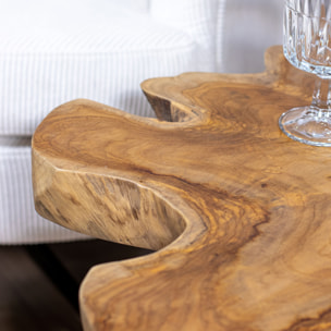 Bout de canapé en teck et pied en aluminium blanc KUTA