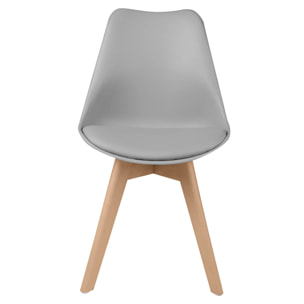 Lot de 2 chaises gris clair et pieds bois - Skandi